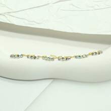 2 件装复古 925 纯银穿孔鼻环，带 4 颗白色/AB 方晶锆石水钻