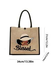 轻便手提包及配套化妆包 - 防水易清洁面料，多口袋设计，适合购物、旅行、海滩、教师节礼物，女士大容量亚麻手提包，海滩必备，夏季女士包，旅行、度假、假日和海滩的完美之选 - 彩色 - 查看 6