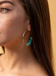 1 Pair Fashionable & Versatile Bohemian Beach Style Natural Stone Earrings, Suitable For Men & Women, Elegant Gift