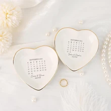 Personalized Ring Tray, Couples Jewelry Tray, Wedding Anniversary Ring Dish, Wedding Gift For Friends, Ceramic Memorabilia, Suitable For Newlyweds, Birthday, Graduation And Other Occasions - White - View 8