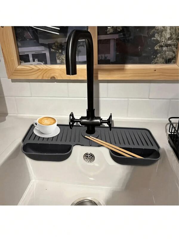 Siliconen kraan spatbescherming, kraan wateropvangmat voor keuken, badkamer, wasruimte, boerderij, bar en camper gootsteen, siliconen kraan pad