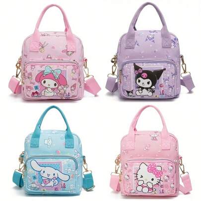 Sanrio New Sanrio Cute Cartoon Anime Hello Kitty Bag Large Capacity Outdoor Storage Dual Purpose Handheld Crossbody Bag
