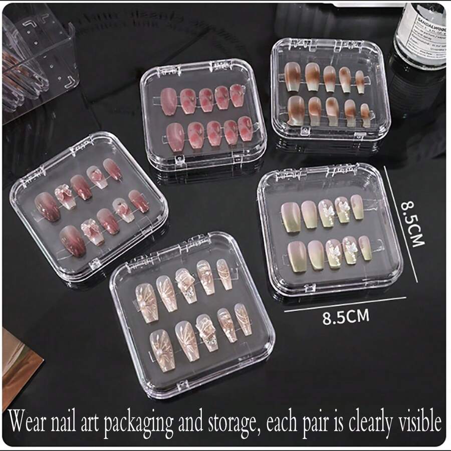 Wear-Resistant Storage Box, Handmade Transparent Nail Polish Display Case, Small Nail Art Packaging Box For Final Products - Transparent - View 1