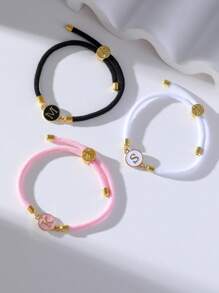 New Fashion Heart Initial Letter Charm Bracelet Women Pave Zirconia A-Z Adjustable Rope Multicolor Bracelet For Women Jewelry Gift Valentines,Mom,Mother,Mother's Day,Gift
