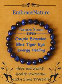 1 pieza Pulsera de ojo de tigre azul real de calidad 5A+ para hombre, 6/8 mm, con cuentas de piedra de ojo de tigre rayo rojo, pulseras de curación de energía natural de piedra para mujeres, joyería