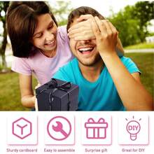 Bf Gifts Explosion Box Gifts,Surprise Creative DIY Photo,Exploding Love Box,Love Memory Photo Box With 4 Faces For Anniversary,Birthday,Valentine's Day And Wedding(Black) Square - 黑色 1 - 查看 11