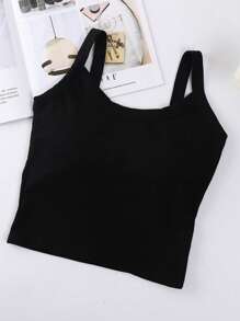 4pcs Women Backless Sports Bra With Built-In Padded Cups, Tank Top Style