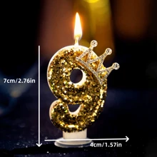 Colored Gold Crown Digit Birthday Candles - Creative Digit 0-9 Party Candles, Birthday Party Decoration, Children's Birthday Candles, Wedding/Holiday Cake Decorations, Atmosphere Creating Digital Birthday Candles Gifts Graduation