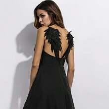 1pair Embroidery Applique Angel Wing Applique Sewing Collar Patch For Wedding Party Gown Bridal Dress Clothes DIY Crafts Prom - Multicolor - View 5