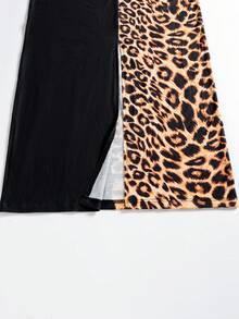 女士豹纹长袖修身性感连衣裙