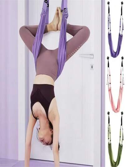 1pc Universal Yoga Stretching Band With Door Anchor, Multi-Layer Flexibility Trainer, Polyester Fitness Band For Leg Stretching, Back Bending Aid, Dance, Ballet, Gymnastics, Home Exercise Equipment[ Random Color ]