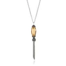 Women's Enlarged Faceted Crystal Stainless Steel Necklace - 30"