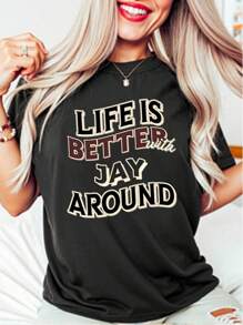 Unisex Funny Round Neck 100% Cotton Black Funny Round Neck 100% "Jay - Tribute" T - Shirt