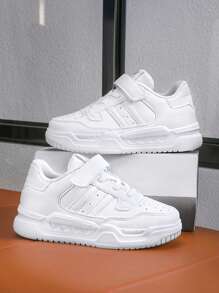 男女通用儿童白色帆布运动鞋，学生儿童休闲平底鞋，户外运动运动鞋，防滑，适合所有季节