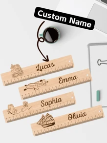 1 Piece 30cm/8in Customizable Name Wooden Cartoon Ruler, Personalized Kids Ruler, Wooden Ruler With Fun Cartoon Design, Gift For Students, Back To School, Birthday Party Favors, Classroom Supplies, School Supplies, For Teacher Gifts, For University, For Colleague, For Dorm Rooms, For Teacher, For Boys And Girls, For Teenagers, Junior High School Students, Middle School Students, Freshman, Sophomore, Underclassmen, Multi-Functional, Ornamental, For Business/Work/Office, For School