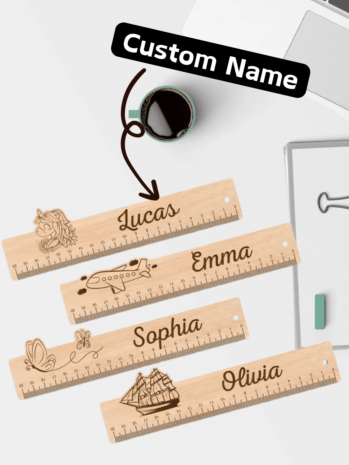 1 Piece 30cm/8in Customizable Name Wooden Cartoon Ruler, Personalized Kids Ruler, Wooden Ruler With Fun Cartoon Design, Gift For Students, Back To School, Birthday Party Favors, Classroom Supplies, School Supplies, For Teacher Gifts, For University, For Colleague, For Dorm Rooms, For Teacher, For Boys And Girls, For Teenagers, Junior High School Students, Middle School Students, Freshman, Sophomore, Underclassmen, Multi-Functional, Ornamental, For Business/Work/Office, For School