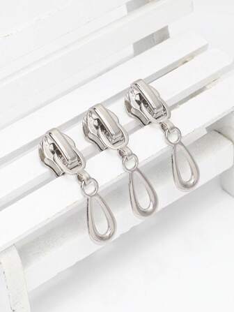 20 piezas #5 Corredores de cremallera de color gris plateado en forma de gota de agua, cremalleras de nailon, adecuadas para ropa, chaquetas, bolsos, textiles hechos a mano para el hogar, accesorios para prendas de vestir
