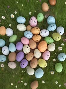 100 piezas de huevos de Pascua, huevos moteados de Pascua, huevos miniatura de colores realistas para decorar coronas, decoración de Pascua, decoración del hogar, decoración de fiestas, huevos falsos, decoración de paisaje en miniatura