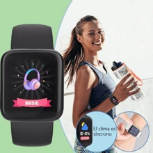 Reloj inteligente con pantalla de 1,3 pulgadas y correa de silicona, color negro - Negro - Ver 4