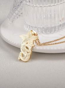 定制个性化字母项链，双层吊饰项链，母亲节，情人节，生日，周年纪念，毕业典礼，圣诞节礼物，送给朋友，家人的优质礼物 - 款式1 - 查看 7