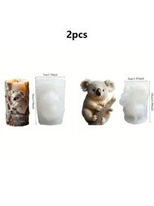 1 pieza Molde de silicona con cilindro de alivio de koala 3D lindo, tema de animales con forma amétrica DIY, suministros de artesanía de jabón de resina y esponjosos - Utilizado para velas de aromaterapia, jabón, cera, fundición de resinas, decoración de mousse de postre - Perfecto para decoración del hogar