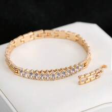 1pc Minimalist High-End Synthetic Cubic Zirconia Bracelet, Lightweight Luxurious Design For Daily Wear, Dates, Weddings, And Parties