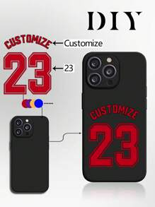 1 pieza Funda de teléfono personalizable con nombre y números en TPU negro que cubre toda la lente, compatible con Apple/Redmi/OPPO, adecuado para amigos, familia, bebés, mascotas, dibujos animados, paisajes, playa, natación, flores, moda