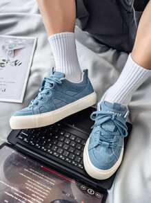Men's Fashionable Thick Sole Breathable Low-Top Casual Sneakers, Spring/Summer - Blue - View 3