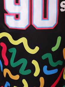 Basketballtrikot im Filmstil mit Stickerei, 90er Jahre Hip Hop Bekleidung für Herren, Basketballweste