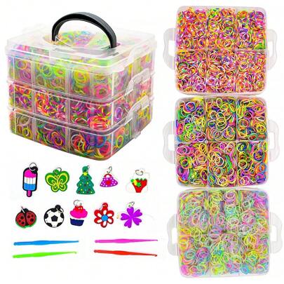 织机带套件、橡皮筋手链制作套件、女孩友谊弹性手链制作套装、艺术工艺品生日圣诞礼物