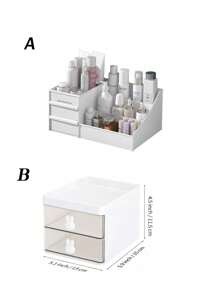 1 pieza, Caja de almacenamiento de múltiples cajones, Caja de almacenamiento de cosméticos, Caja organizadora de maquillaje, Organizador de escritorio para dormitorio, Caja de almacenamiento de plástico, Caja para colocar en el tocador de cuidado de la piel y cosméticos, Caja de almacenamiento de papelería, Organizador de cajones para papelería