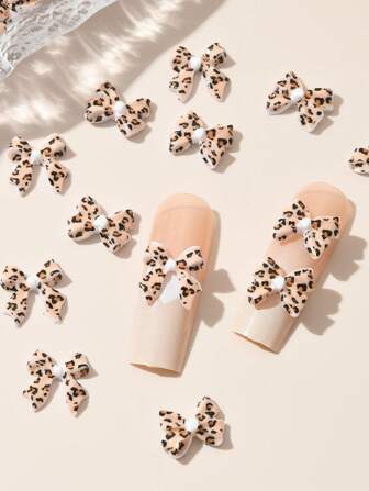30 件混合树脂 3D 豹纹蝴蝶结 Y2K 辣妹风格丝带领带多功能指甲配件 DIY 指甲饰物指甲用品指甲宝石
