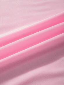 Casual Loose Fit Solid Color Drop Shoulder Short Sleeve T-Shirt, Summer - Pink - View 3