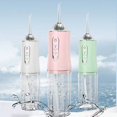 可充电便携式手持式无绳牙齿清洁器，电动水牙线口腔冲洗器，带 3 种模式和 4 个喷嘴，适用于家庭口腔护理，电动牙线适用于家庭口腔护理，多色节日礼品选择