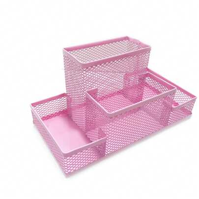 organizador metal porta treco caneta de mesa com 4/3 divisórias escritório