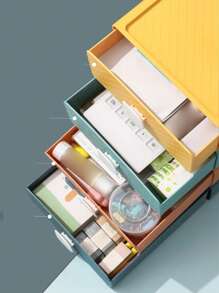 1 Stück bunte Aufbewahrungsbox für Zuhause, Schubladentyp Schreibtisch Make-up Organizer Box, Kosmetikorganizer Box, mehrstöckige stapelbare Schmuckbox, Brillenbox Ausstellungsbox