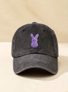 1pc Easter Rabbit Print Washed Baseball Cap, Adjustable Outdoor Sun Protection Casual Hat, Suitable For Spring/Autumn Travel, Beach Vacation, Young Men, Y2K Style - Multicolor - View 15