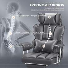Big And Tall Executive Office Chair With Lumbar Support Leather Computer Chairwith Footrest, Ergonomic Chair High Back With Lumbar Support, Reclining Home Office Chair
