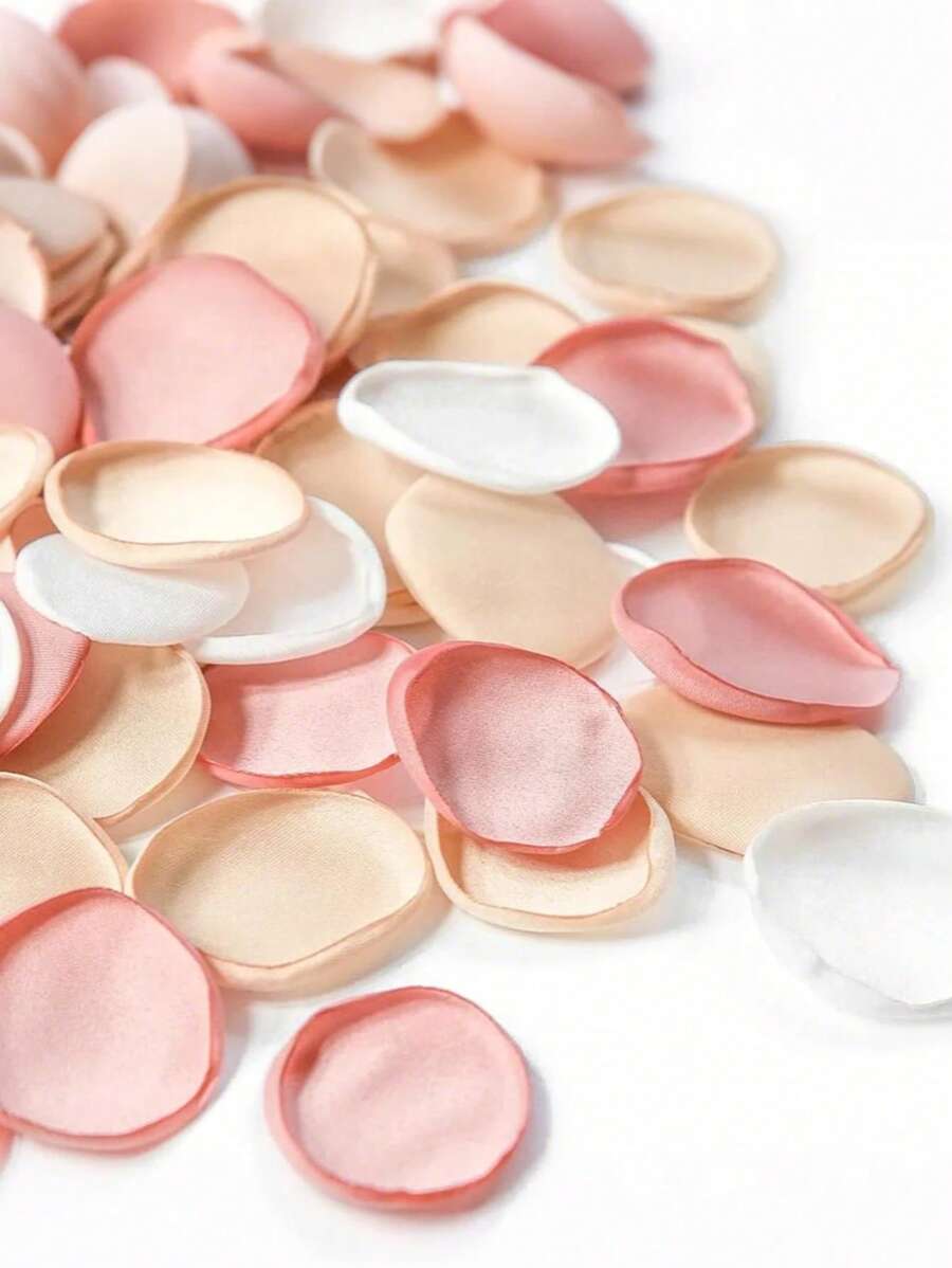 MEHELANY 300/60 cánh hoa hồng giả màu hồng sâm panh, thích hợp cho đám cưới lãng mạn, tiệc cô dâu, giỏ hoa cho bé gái, trang trí bàn tiệc, trang trí bánh cưới, thảm lối đi, kỷ niệm, ngày Valentine, sinh nhật, trang trí tiệc (màu hỗn hợp) (cánh hoa giả 1,26 inch) - bột sâm panh - Xem 1