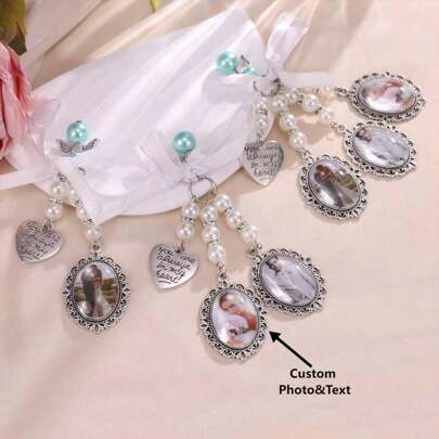 Custom Personalized Photo Bouquet Charm,Bridal Bouquet Memory Charm,Flower Bouquet Charm,Bridal Shower Gift,Wedding Accessory