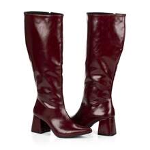 Women's Riding Boots Launched By Ana Castela Caramel Thick Heel Long Shaft Fashion Blogger - 紅木色 - 查看 4