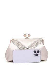 带有金属光泽和交叉编织装饰带的手拿包。它具有精致而时尚的风格，适合搭配晚礼服参加晚宴和派对等场合。这是送给女士的完美礼物！