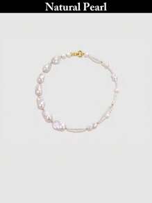 1pc Fashionable Pearl Necklace, Natural White Baroque Pearl Necklace, Daily Wear & Holiday Gift With Gift Box