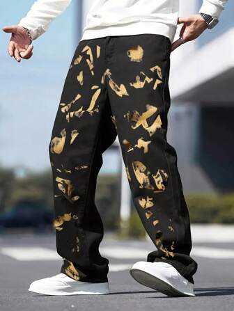 Men's Casual Street Style Embroidered Straight-Leg Jeans