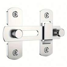 1Pcs Herrajes de Cerradura de Puerta Corrediza de Acero Inoxidable, Pestillos de Puerta, Ventana, Armario, Negro Mate Plateado - Plateado - Ver 2