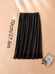 3 Pieces/2 Pieces/1 Piece, Multi Specification, Multi-Color, Solid Color, Spring And Summer Styles, Anti Transparency And Anti Light Medium Long Skirt, Inner Lining Skirt, Lace Bottom, Anti-Static Skirt, Elastic Waistband Suitable For Slightly Overweight Girls, Suitable For Daily Wear Summer, School Fall, Autumn, Halloween