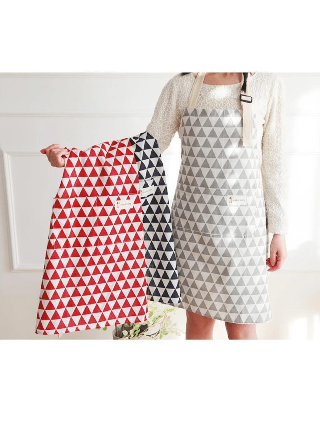 1pc Kitchen Waterproof & Oil-Proof Polyester Bib Apron, Adult Protective Work Uniform, Waterproof & Oil-Proof, Apron For Women, Korean Fashion Household Cooking Waist Apron, New Style Adult Kitchen Work Uniform, Household Kitchen Apron, Adult Unisex Work Waist Apron, Personalized Apron, Fashionable Waterproof & Oil-Proof, Wipe-Able & Rainproof - Triangle Apron Random Colors - View 1