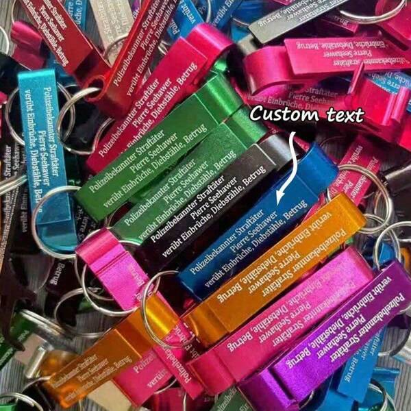 1/10PCS Custom Aluminum Alloy Bottle Opener Keychain, Can Be Engraved Text, Suitable For Weddings, Valentine's Day, Party Gifts