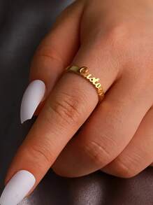 Un anillo ajustable personalizado con nombre, de estilo abierto y sencillo, joyería de moda para chicas, para uso diario - El mejor regalo para otros