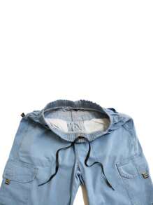Men's Baggy Jeans Side Pocket Cargo Pants Street Style - 淺色水洗藍 - 查看 4